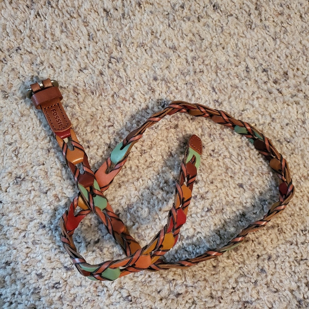 Women's Fossil Braided Leather Color belt